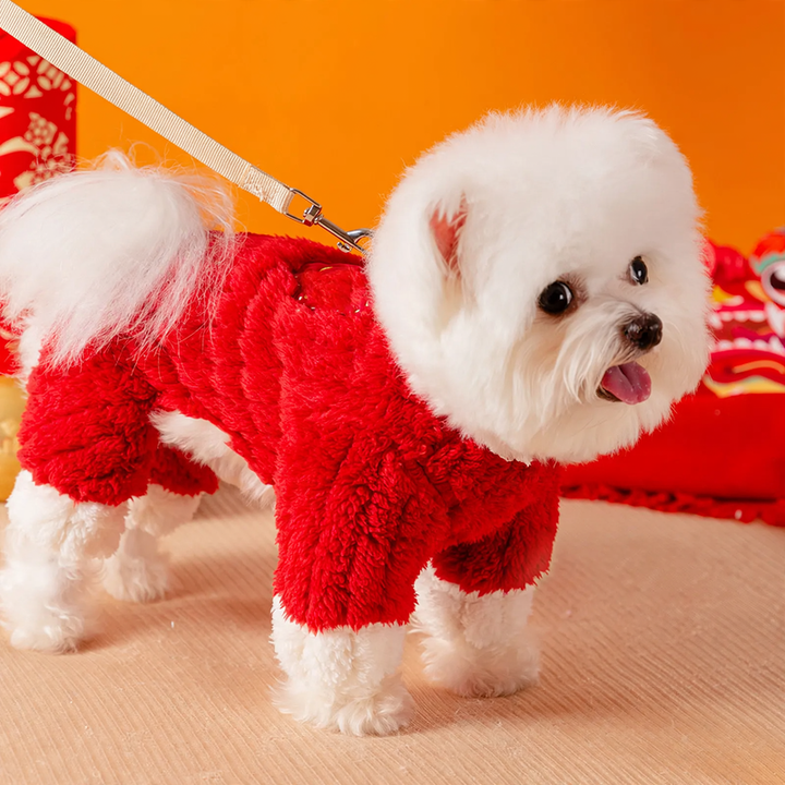 Four-legged fleece jacket for small dogs