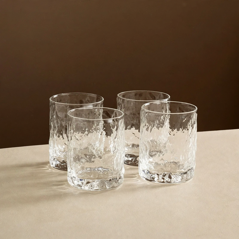 Glass tumblers, approx. 200 ml, with wave pattern