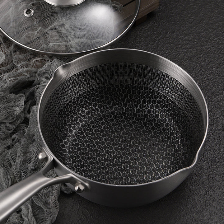 Non-stick frying pan with honeycomb pattern
