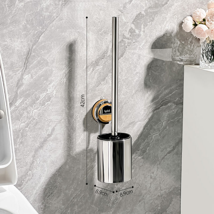 Stainless steel toilet brush with suction cup