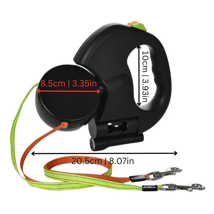 BowLift | TangleFree Dual Dog Leash with LED Light & 360° Swivel