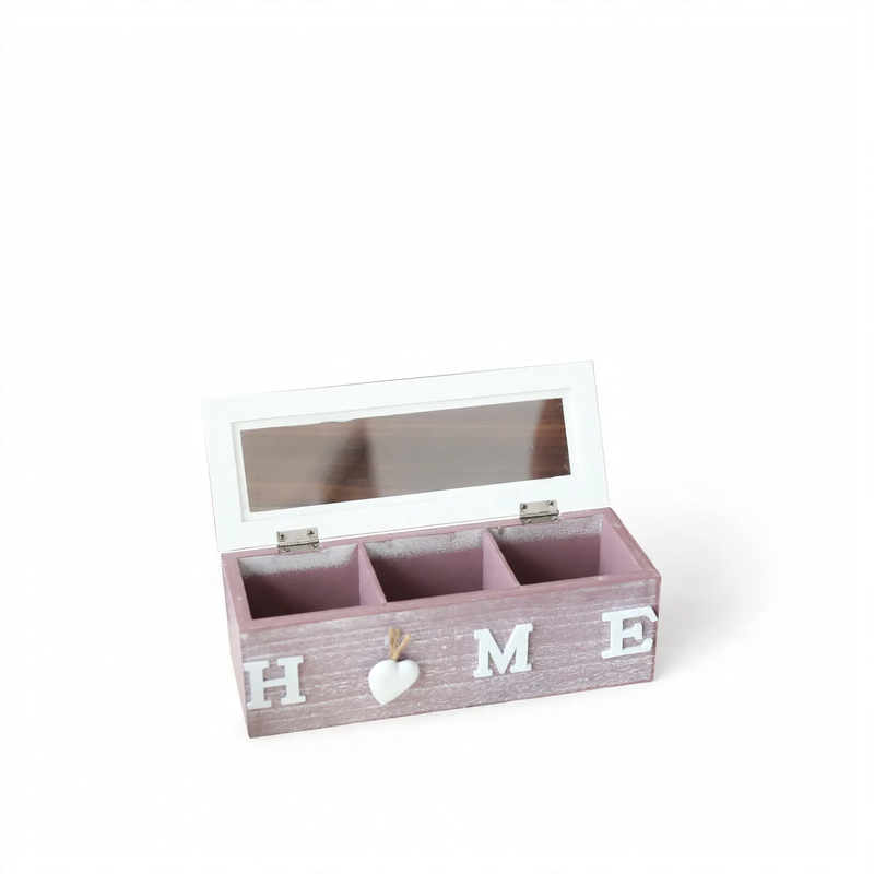 Wood storage box with compartments, modern design