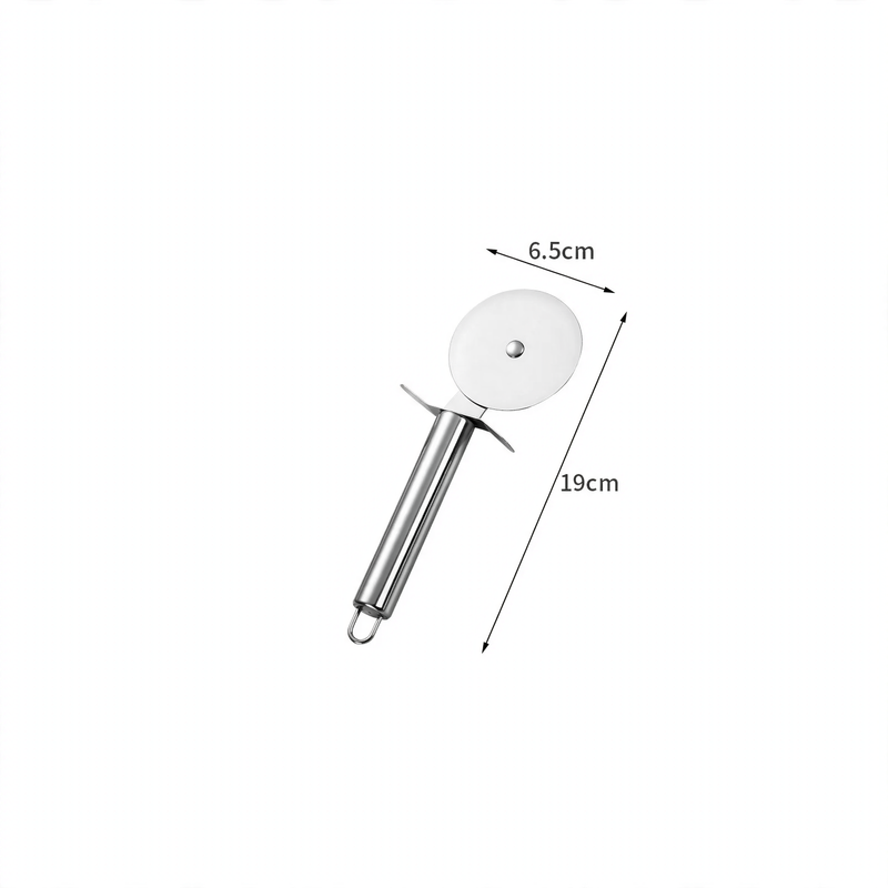 Pizza cutter and cake server made of stainless steel