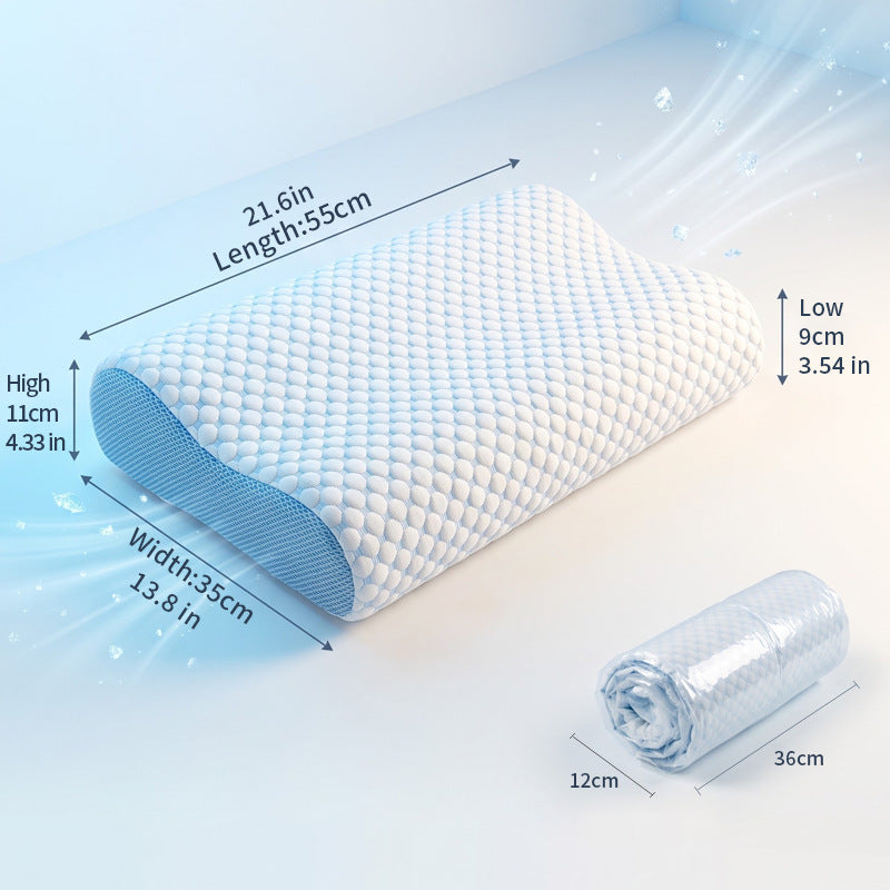 Memory foam neck support pillow with ice crystal cover