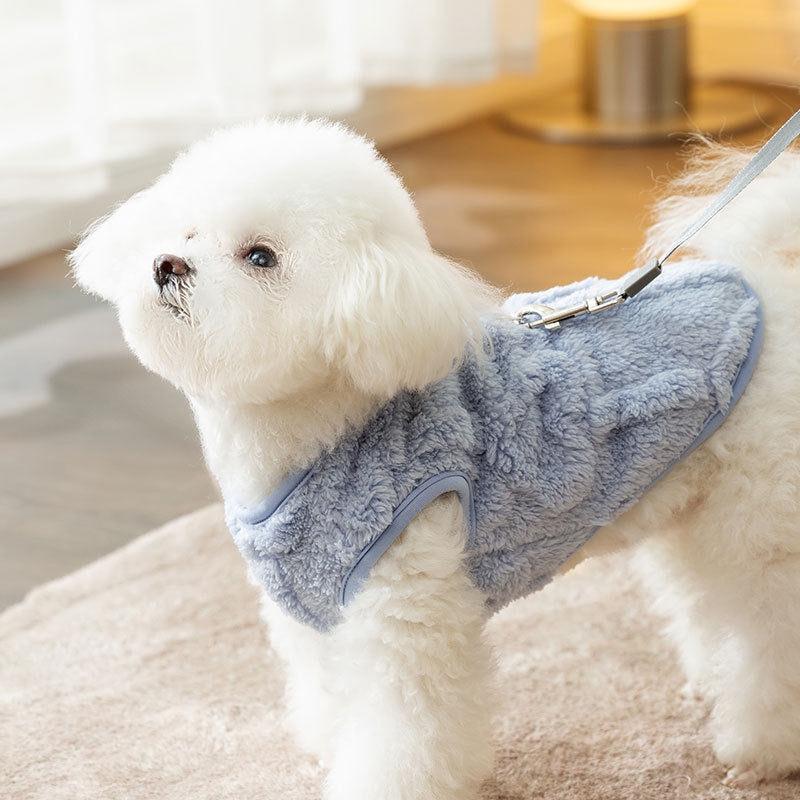 Dog coat with leash, polyester, casual style