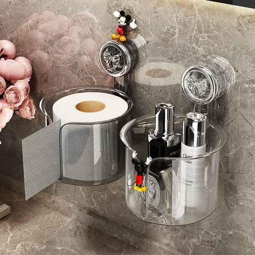 Toilet paper holder with suction cup, wall mountable