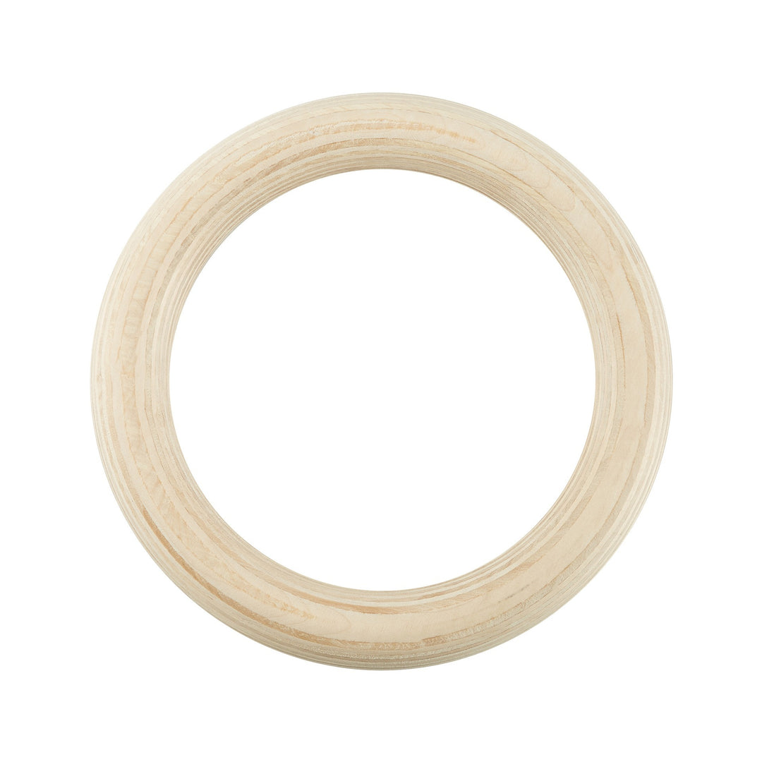 Wooden gymnastics rings with strap