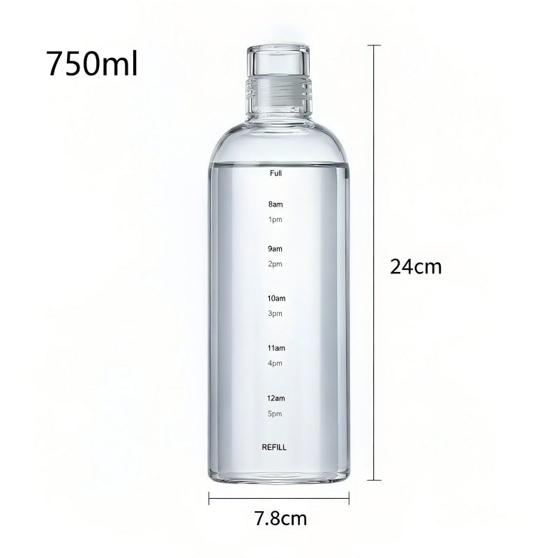Borosilicate glass bottle for filling, transparent