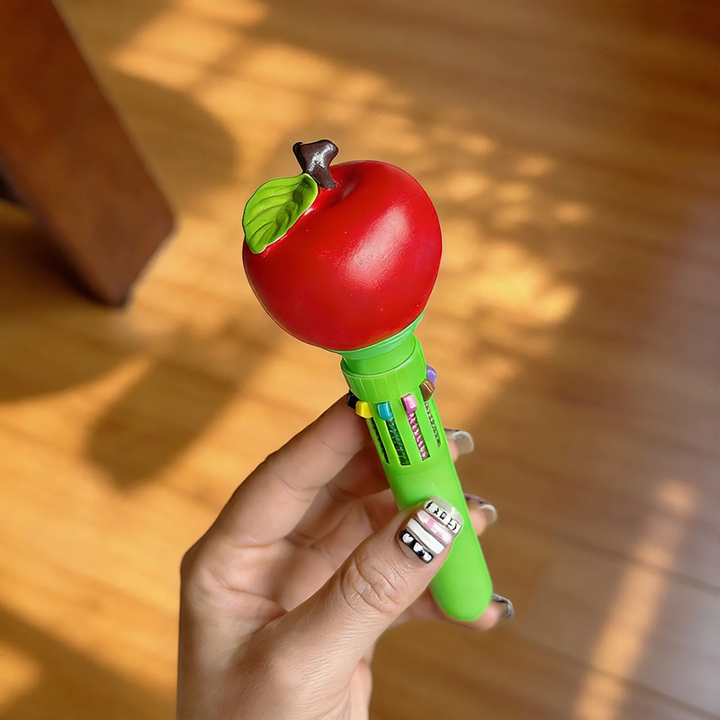 Multicolored ballpoint pen with food motifs