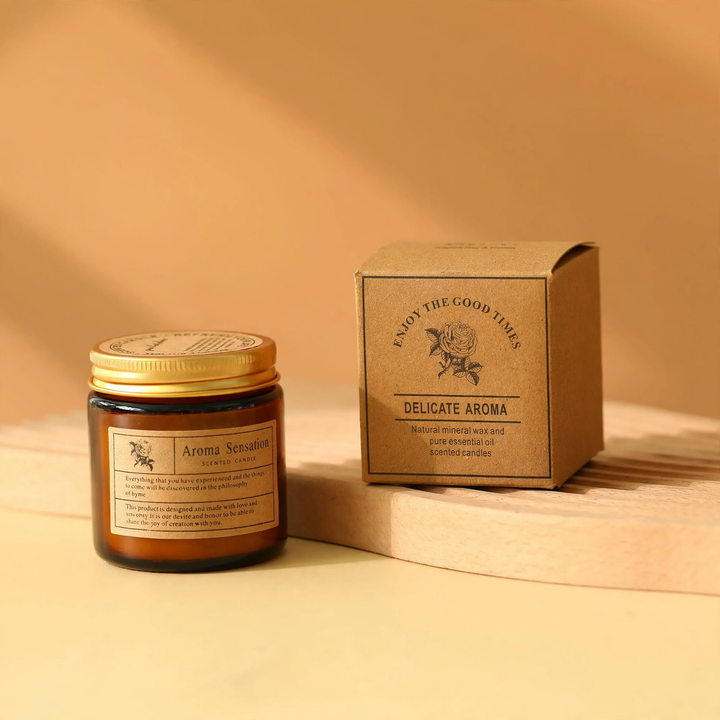 Scented candle made of soy wax in glass