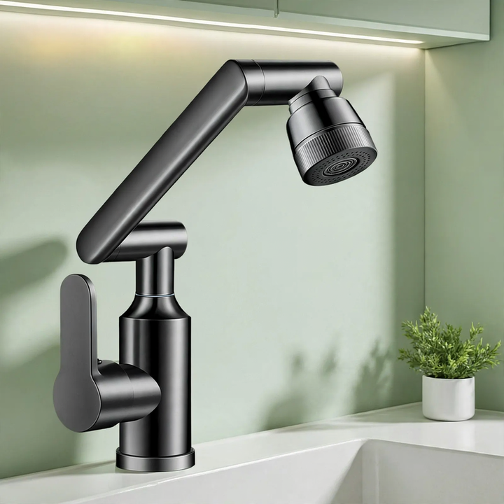 Vanity faucet, White, Swiveling, Hot-Cold