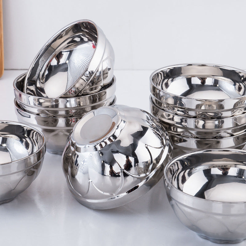Double-walled stainless steel bowl, lotus shape