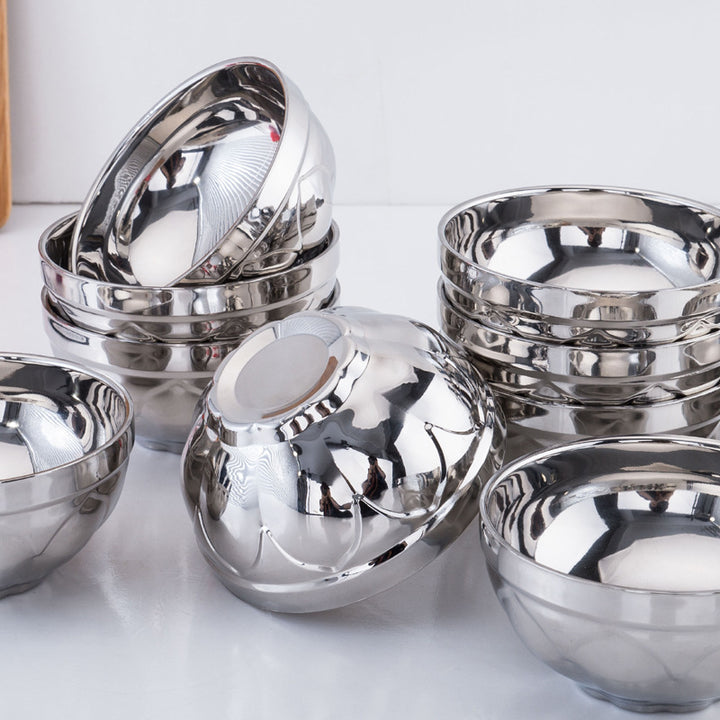 Double-walled stainless steel bowl, lotus shape