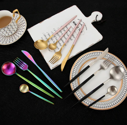 BowLift | LUXURIOUS STAINLESS STEEL 24-PIECE GOLD-SILVER CUTLERY SET