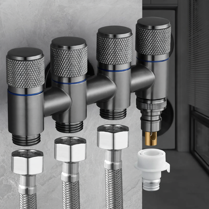 Two-way corner valve for washing machine, stainless steel