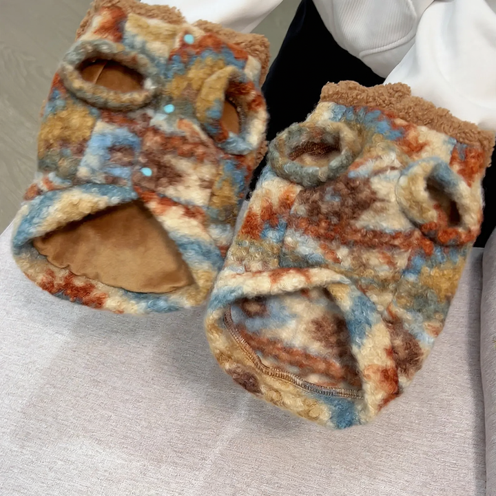 Pet sweater with fleece lining, two-armed
