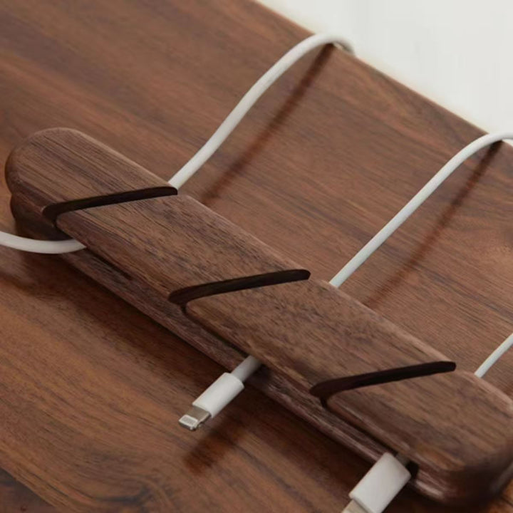 Wood cable organizer with slots