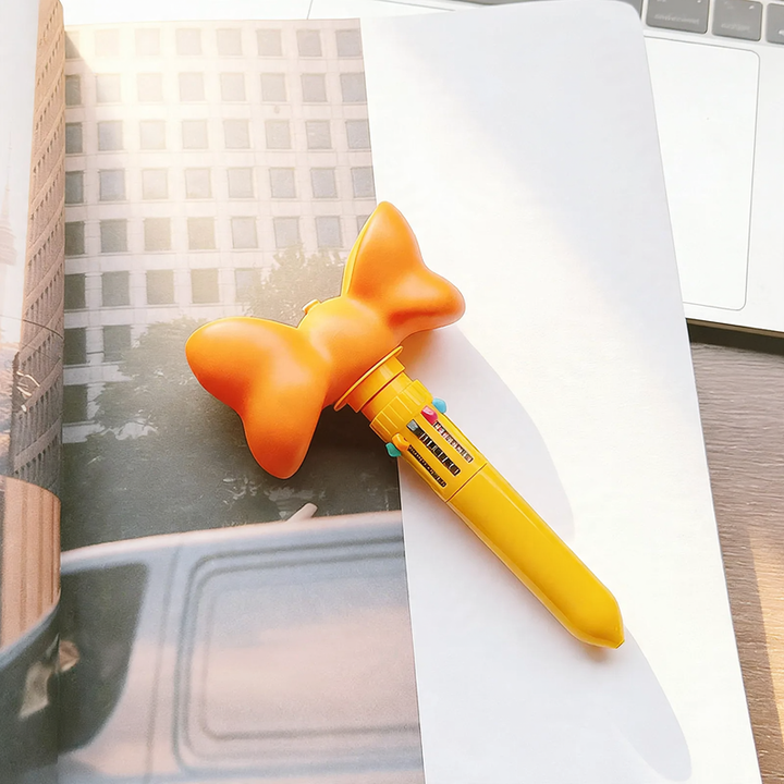 Multicolored ballpoint pen with ribbon design