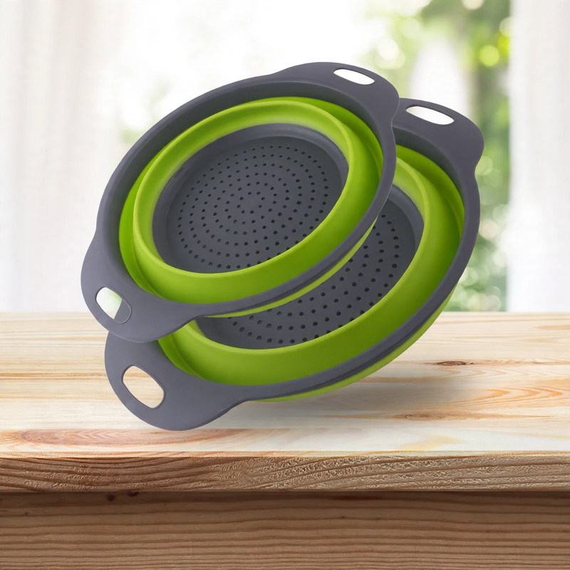 Folding vegetable bowl with strainer