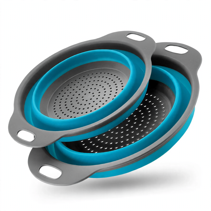 Folding vegetable bowl with strainer