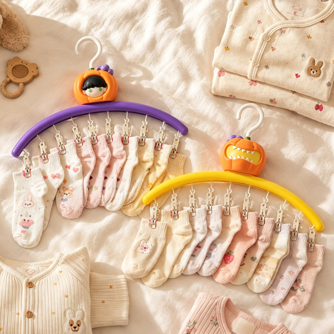 Drying rack with clips, pumpkin design