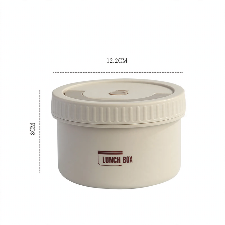 Stainless steel lunch box, round, 470–600 ml, with lid