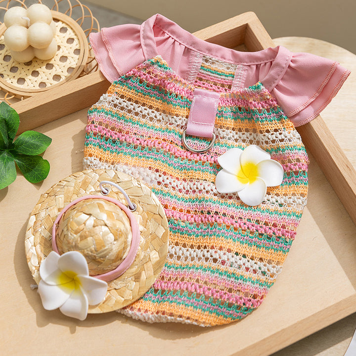 Dog carrier shirt with floral pattern, spring and summer