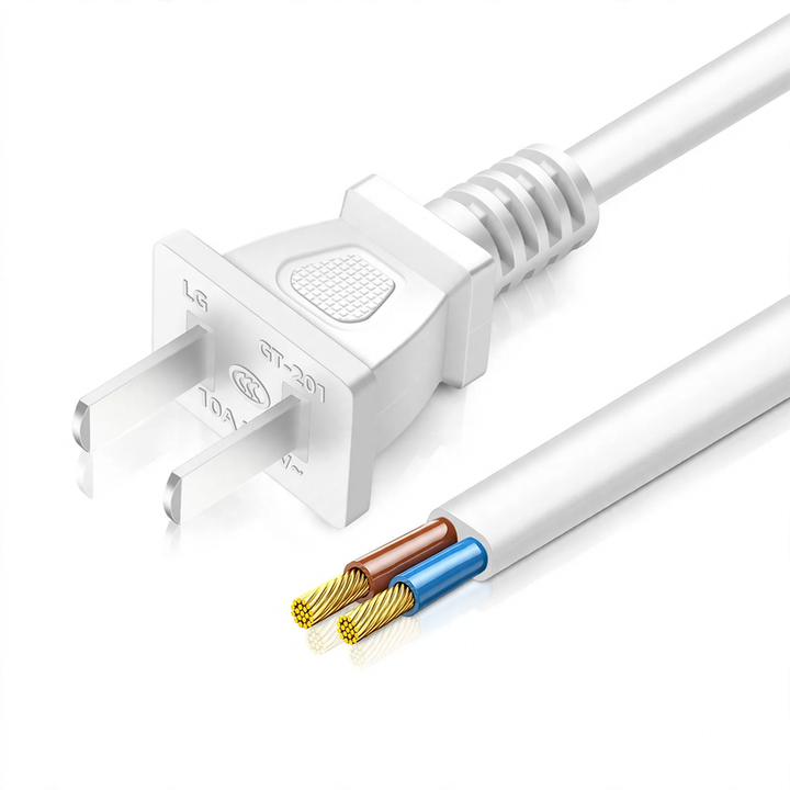 Power cable with flat plug, PVC jacket