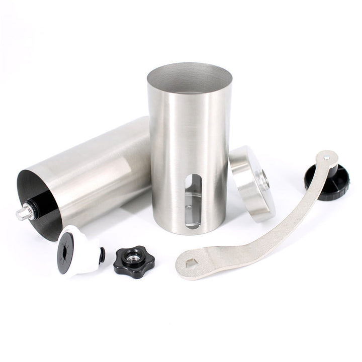 Manual coffee grinder with ceramic grinding mechanism, stainless steel