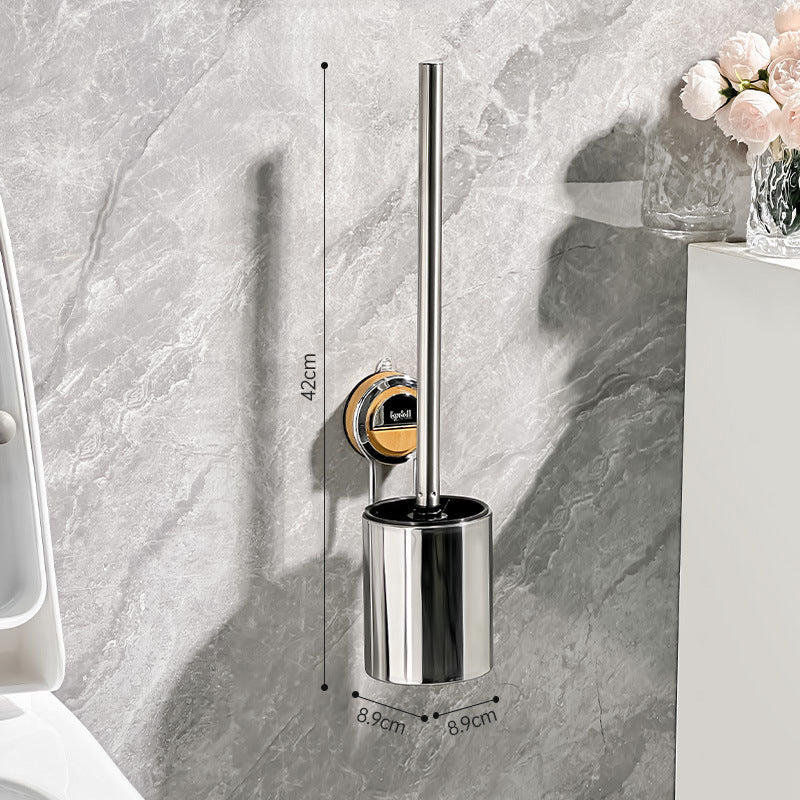 Stainless steel toilet brush with suction cup