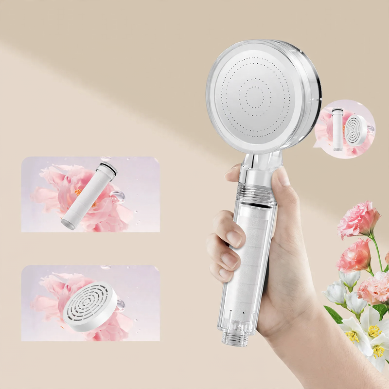 Shower head with filtration system and rain function