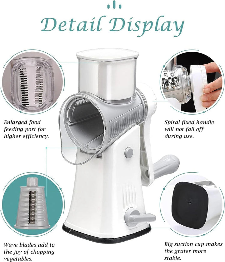 BowLift | 5-in-1 Rotary Cheese Grater - Veggie Slicer & Shredder