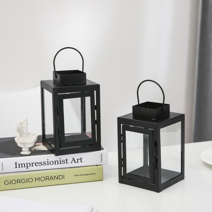 Black metal lantern, dome shape