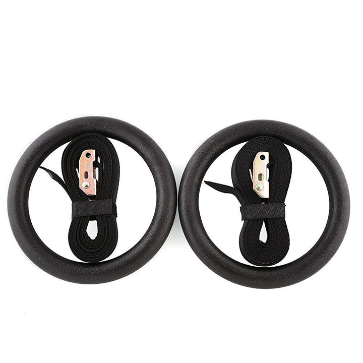 Wooden gymnastics rings with strap