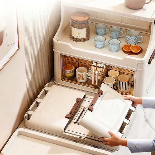 Foldable storage cabinet with three levels