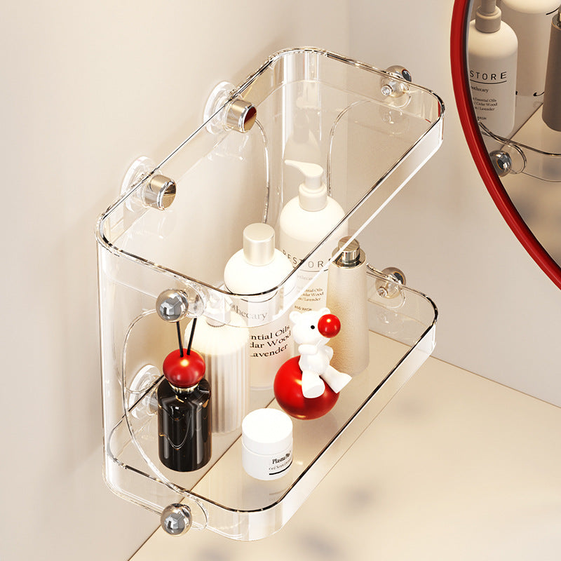 Bathroom shelf, suction cup, no drilling