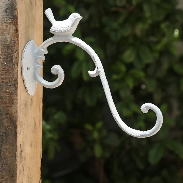 Cast iron wall hook with bird motif