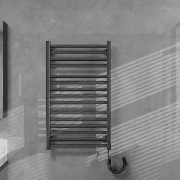 Towel radiator with towel holder, steel construction