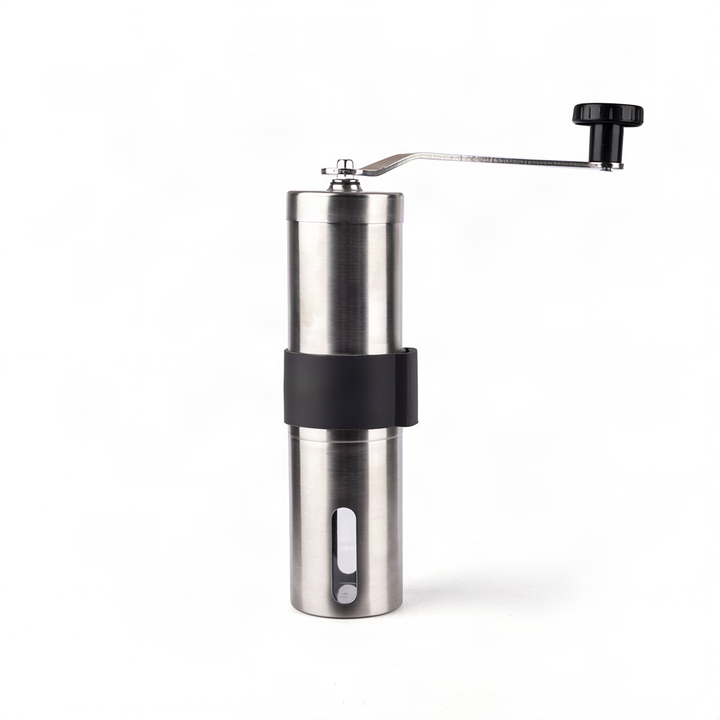 Manual coffee grinder with ceramic grinding mechanism, stainless steel