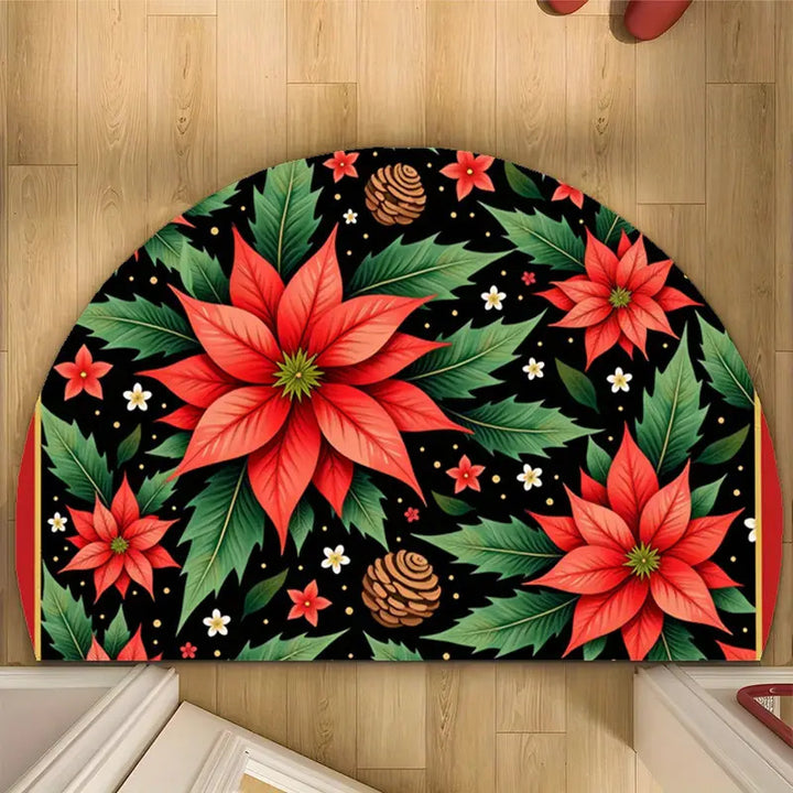 Half-round doormat, crystal velvet, Christmas design