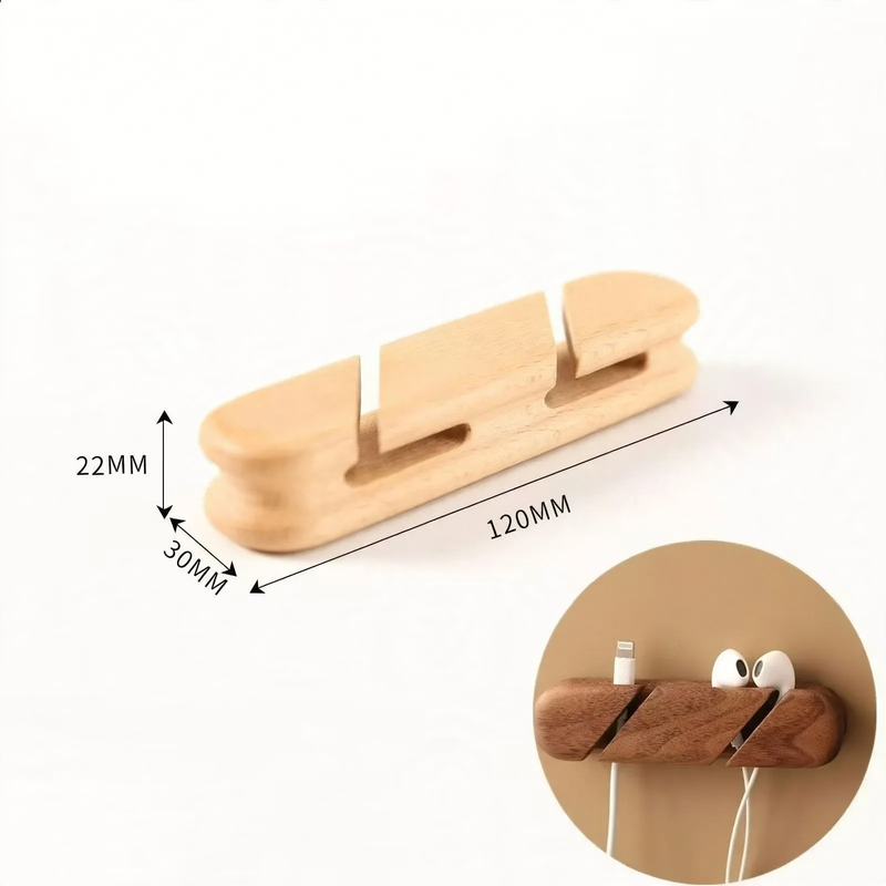 Wood cable organizer with slots