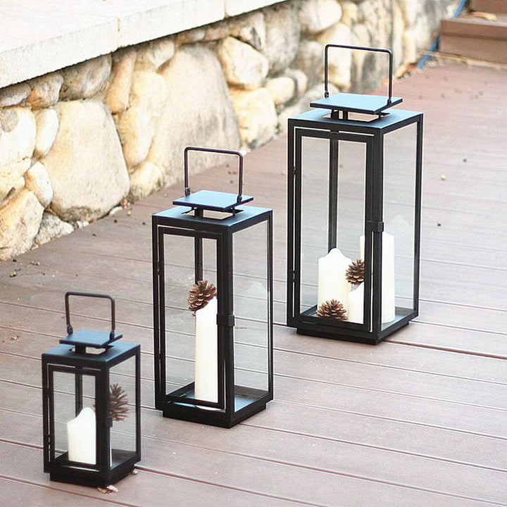 Black metal lantern, dome shape