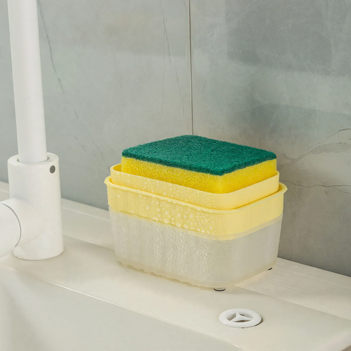 Dish soap dispenser with sponge holder
