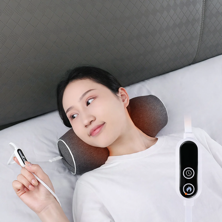 Neck support pillow, memory foam, with heating function