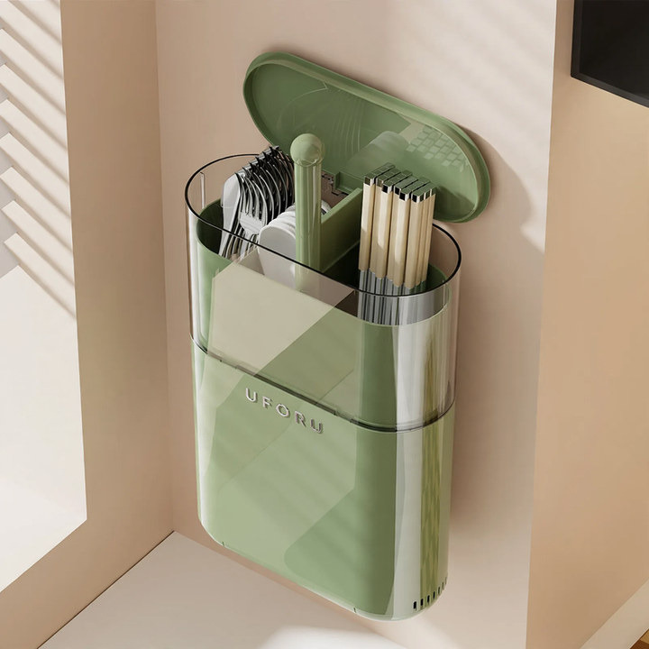 Stick holder with snap button and drainage
