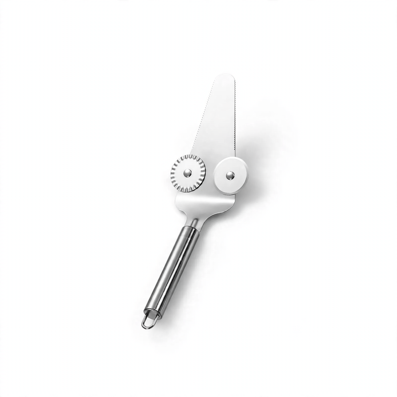 Pizza cutter and cake server made of stainless steel
