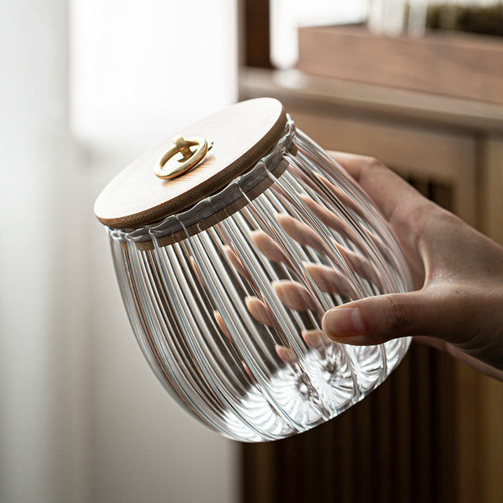 Flower-shaped glass storage, transparent, modern