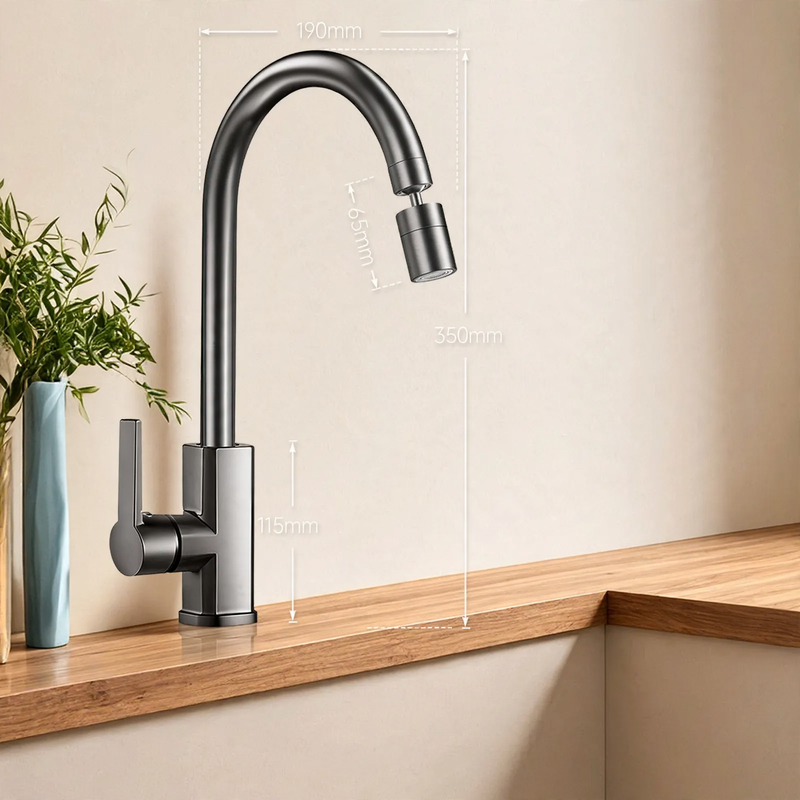 Kitchen faucet with splash guard, swivel, model S-10804