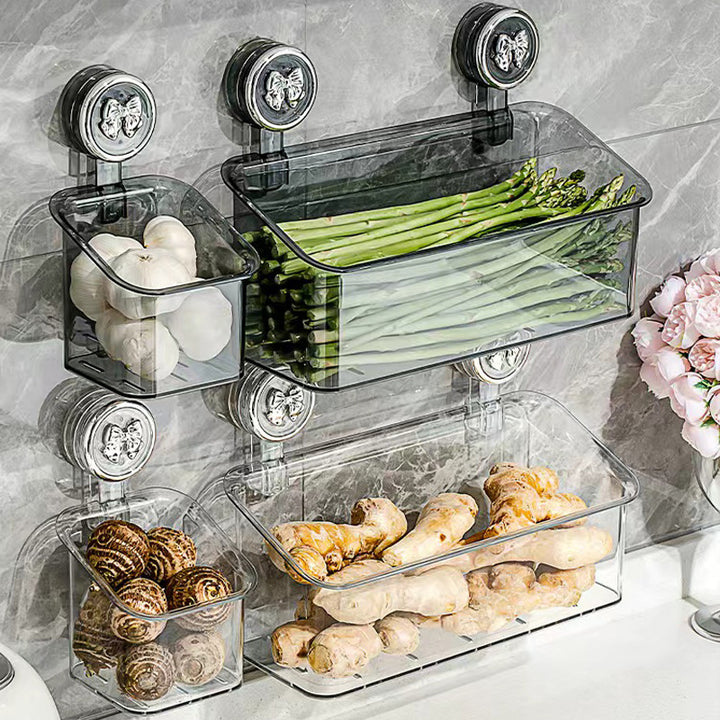 Wall-mounted storage box with suction cup
