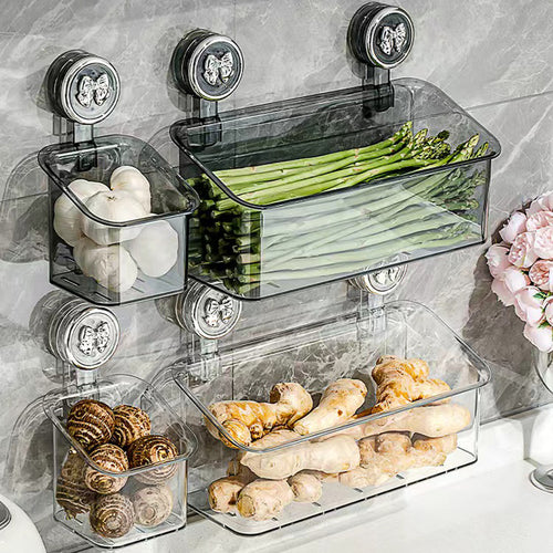 Wall-mounted storage box with suction cup